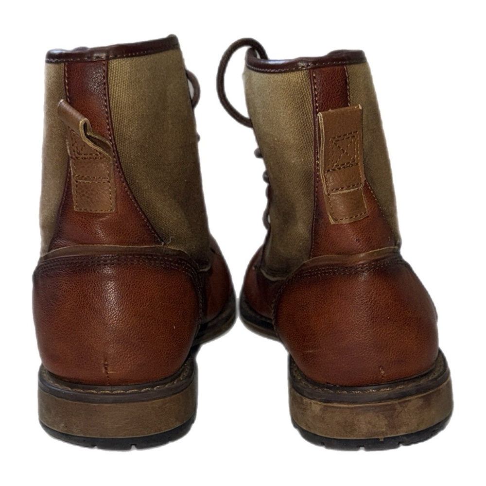 Madden‎ - Men’s Brown Leather & Canvas Lace‑Up Boots - Size 9.5 - Picture 7 of 11